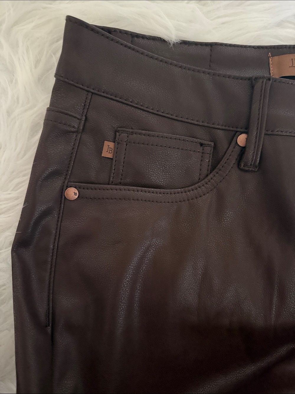 Judy Blue Brown Faux Leather Wide Leg Pants Size 9/29 High Rise Vegan Leather - Picture 3 of 13